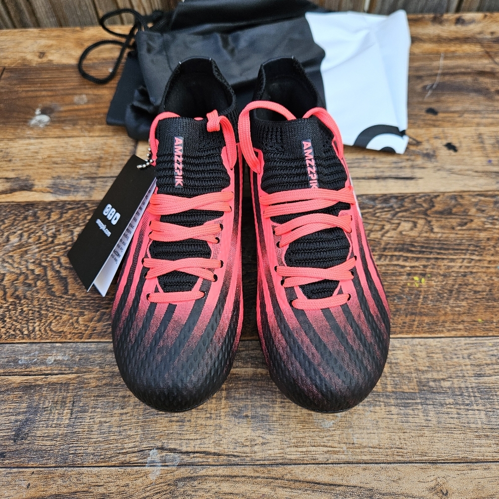 Kids' Black & Pink Soccer Cleats - Lightweight Youth Football Boots Size 11C - Picture 8 of 16